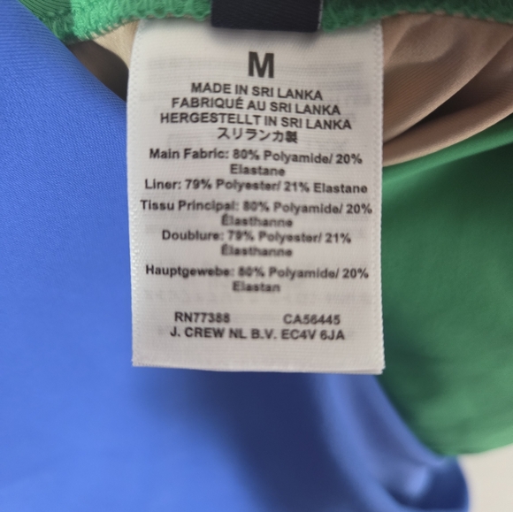 J. Crew One Piece Colorblock Swimsuit Green Blue V Neck Size Medium - Picture 7 of 10